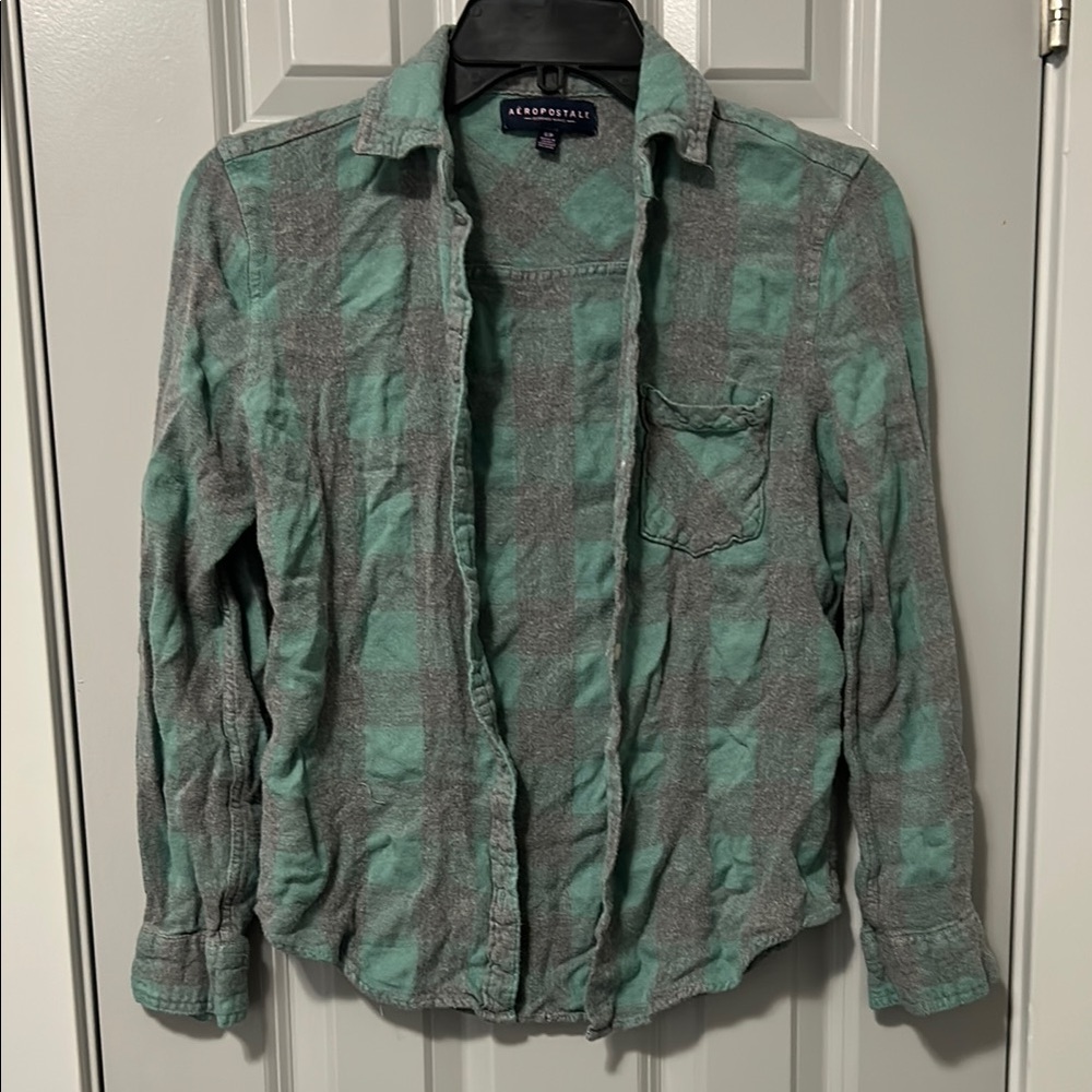 Aéroposte Green Plaid button up Shirt
